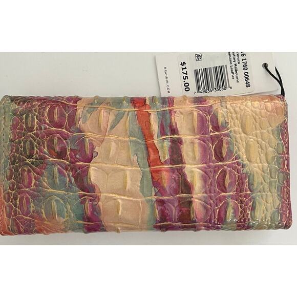 Brahmin Melbourne VERONICA Trifold Envelope Wallet DESTINY Pink Orange B000520 - Picture 6 of 6